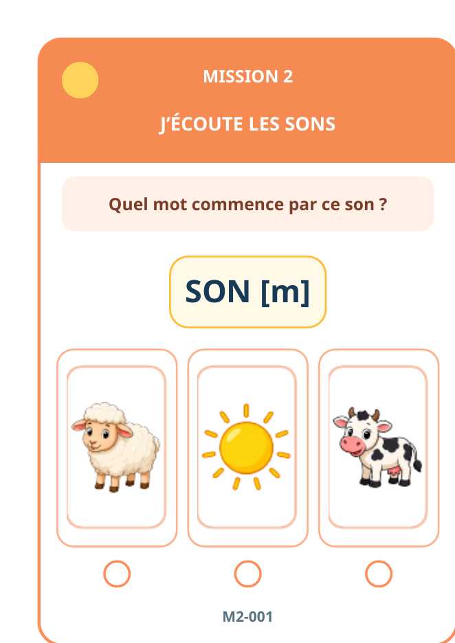 Carte Mission 2: J’écoute et j’identifie les sons